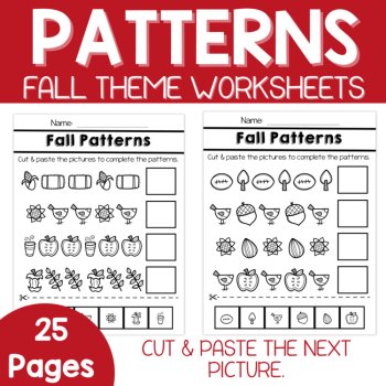 Pattern Worksheets-Fall Patterns, Fall Preschool, Fall Kindergarten, image 3