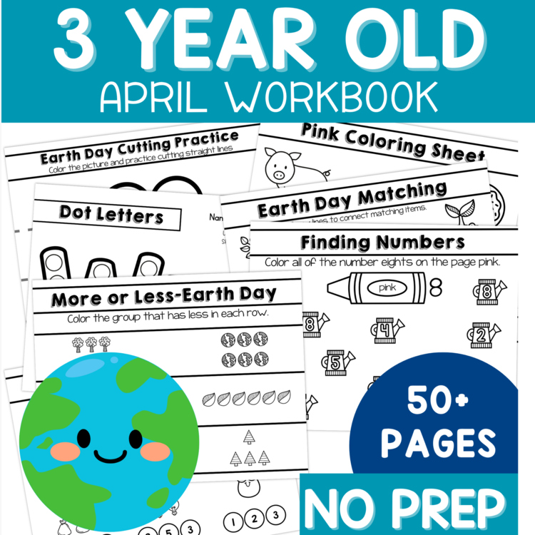 Preschool Age 3 April No Prep Packet Spring & Earth Day Preschool Pre-K Three
