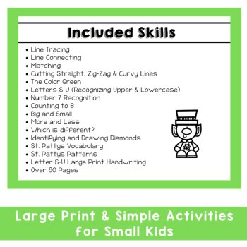 Preschool Age 3 March No Prep Packets St.Patrick's Day Preschool Pre-K Three, image 2