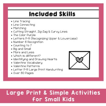 Preschool 3 Year Old Worksheets February No Prep Packet Valentine's Pre-K Three, image 2