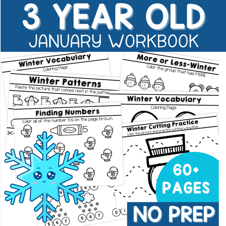Preschool Age 3 January No Prep Packet Winter Preschool Theme Pre-K Three