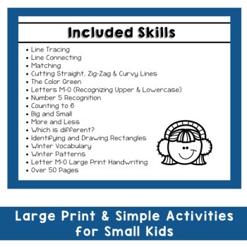 Preschool Age 3 January No Prep Packet Winter Preschool Theme Pre-K Three, image 2