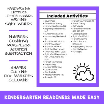Preschool May No Prep Packet Spring Forest Theme Workbook Pre-K Worksheets, image 2