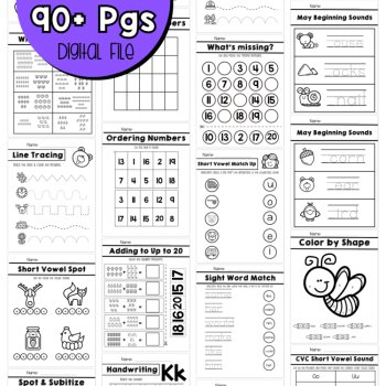 Preschool May No Prep Packet Spring Forest Theme Workbook Pre-K Worksheets, image 4