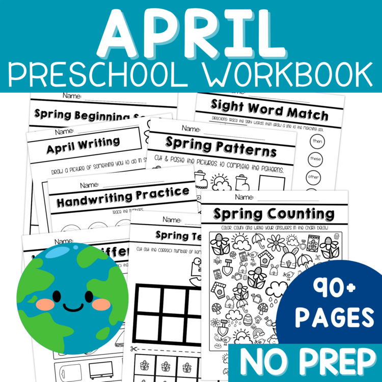Preschool April No Prep Packet Earth Day Spring Recycling Pre-K Worksheets