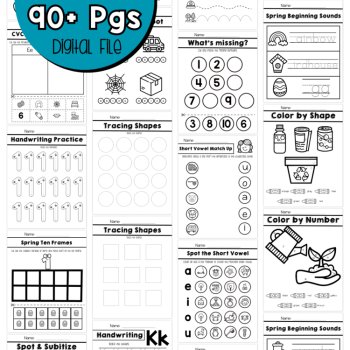 Preschool April No Prep Packet Earth Day Spring Recycling Pre-K Worksheets, image 4