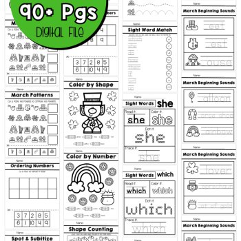 Preschool March No Prep Packet St. Patrick's Day St. Paddys Pre-K Worksheets, image 4