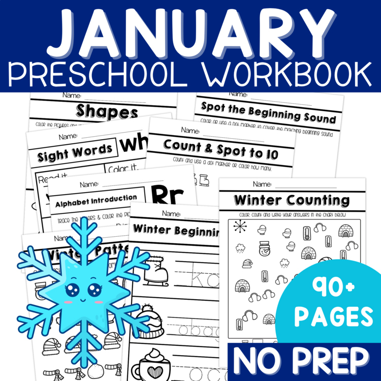 Preschool January No Prep Packet Winter Preschool Lessons Pre-K Worksheets