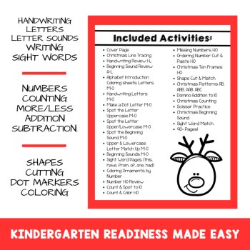 Preschool December No Prep Packet Christmas Pre-K Worksheets Holidays, image 2