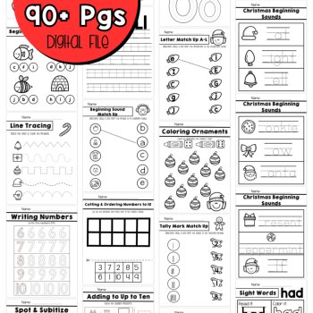 Preschool December No Prep Packet Christmas Pre-K Worksheets Holidays, image 4