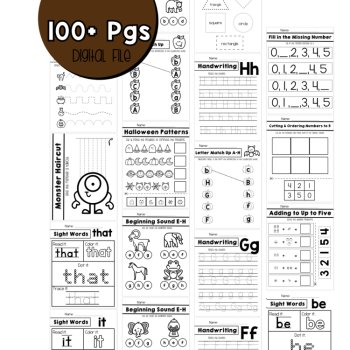 Preschool November Packet Thanksgiving No Prep Packet Pre-K Worksheets, image 4