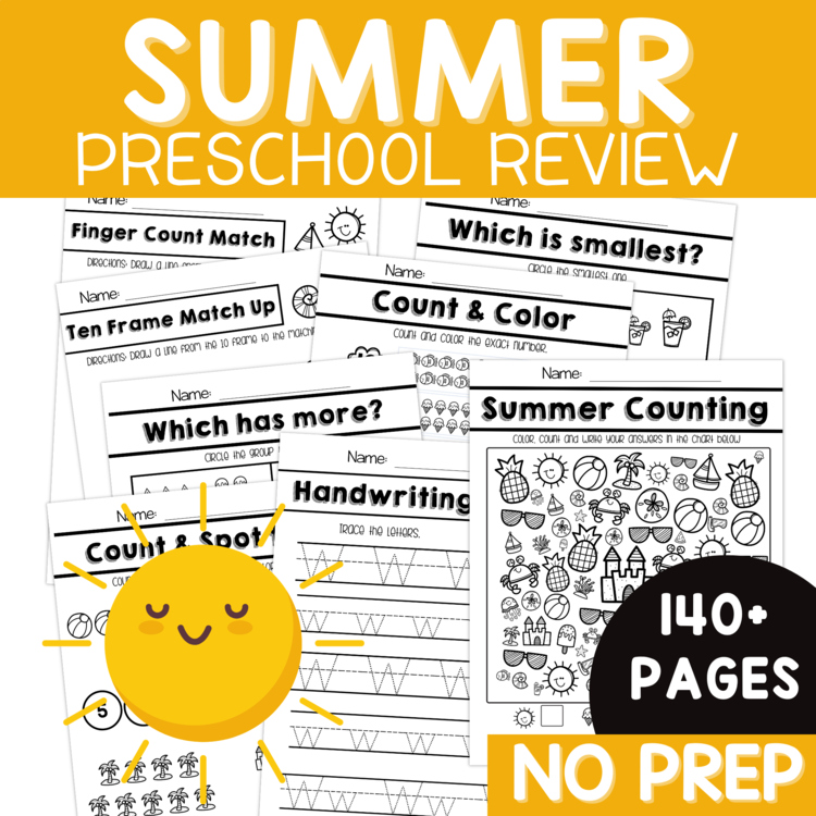Preschool Summer Review No Prep Packet Kindergarten Readiness Activities Pre-K