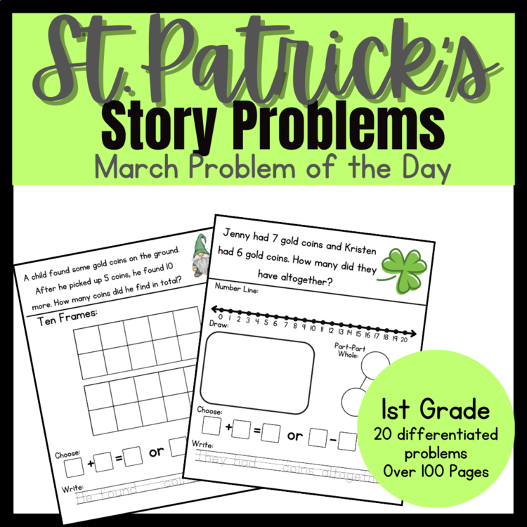 1st St. Patrick's Day Story Problems FREEBIE | Word Problem of the Day | No Prep