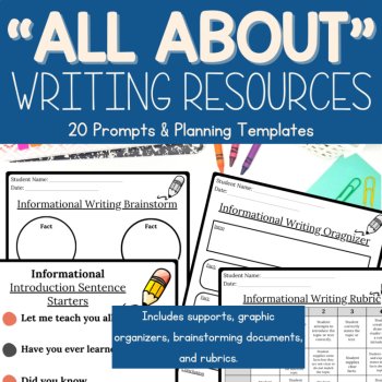All About Writing Prompts 1st Grade and Paper Informational Graphic Organizers, image 3