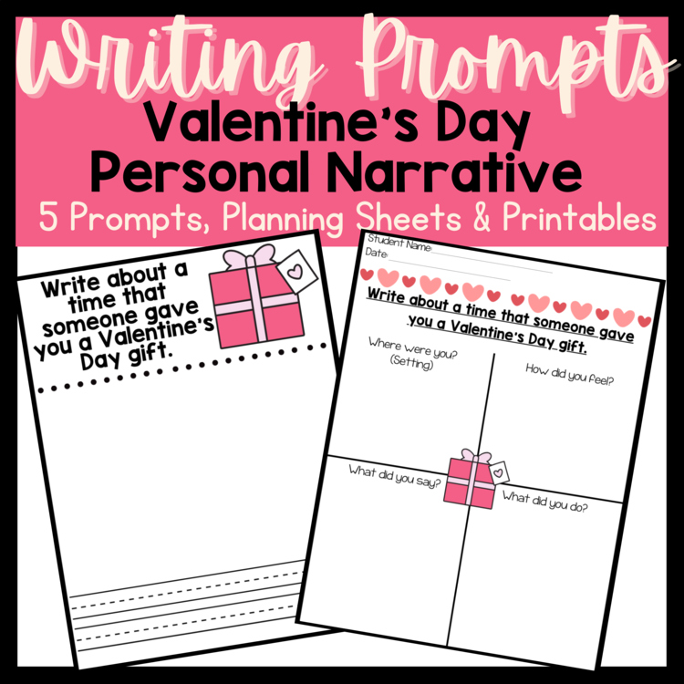 Valentine's Day Personal Narrative Writing |  February No Prep Writing Centers