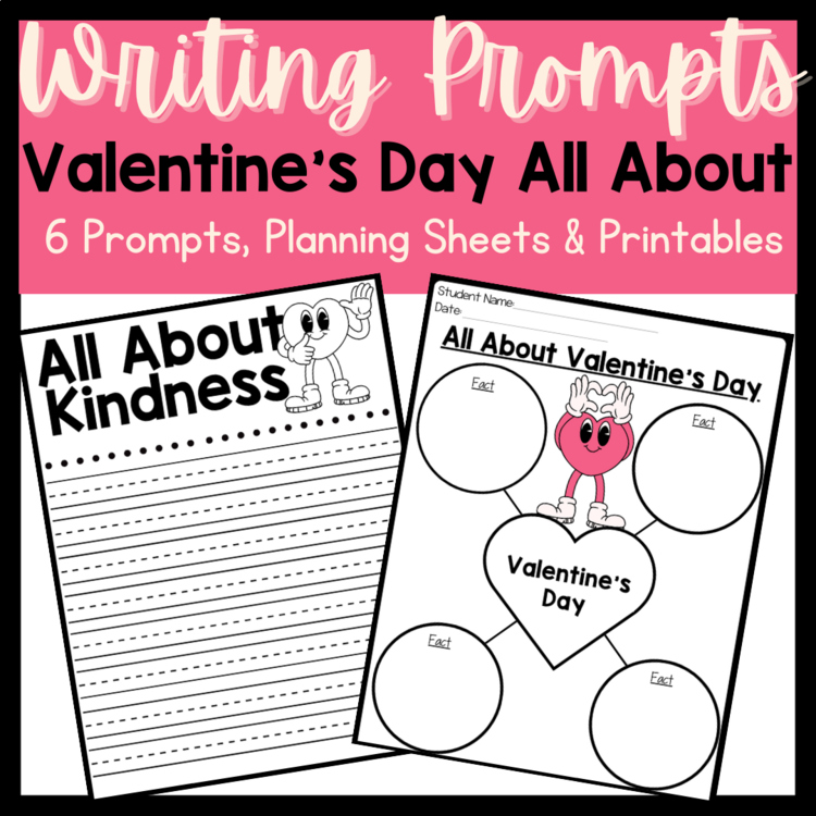 Valentine's Day Writing Prompts | All About No Prep Writing Centers| February