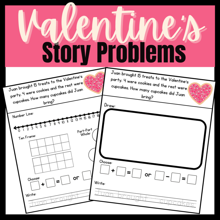 1st Valentine's Day Story Problems FREEBIE | Word Problem of the Day | No Prep