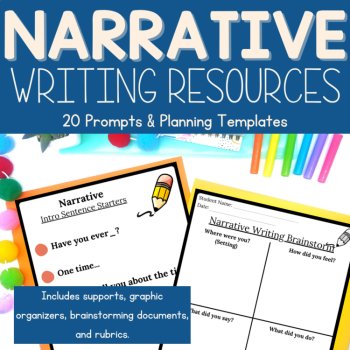 Narrative Writing Prompts 1st Grade Writing Center Task Cards Graphic Organizers, image 3