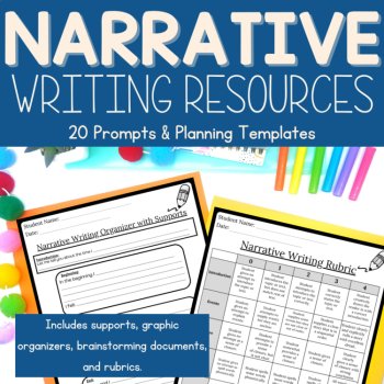 Narrative Writing Prompts 1st Grade Writing Center Task Cards Graphic Organizers, image 4