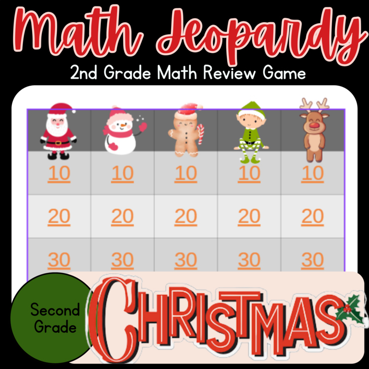 2nd Grade Christmas Math Games - Interactive Jeopardy Math Review