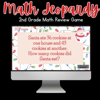 2nd Grade Christmas Math Games - Interactive Jeopardy Math Review, image 2
