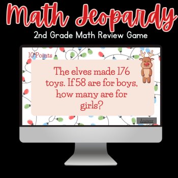 2nd Grade Christmas Math Games - Interactive Jeopardy Math Review, image 4