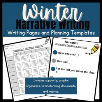 Winter Personal Narrative Writing Prompts | Holiday No Prep Writing Centers, image 4