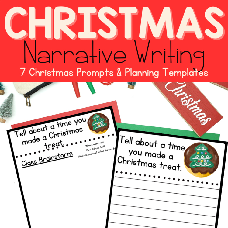 Christmas Personal Narrative Writing Prompts | Holiday No Prep Writing Centers