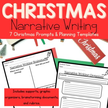 Christmas Personal Narrative Writing Prompts | Holiday No Prep Writing Centers, image 3