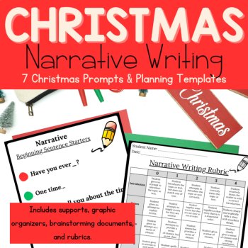 Christmas Personal Narrative Writing Prompts | Holiday No Prep Writing Centers, image 4