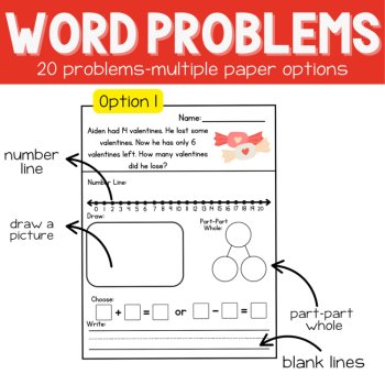 1st Valentine Story Problems | Word Problem of the Day | No Prep Math Printables, image 2