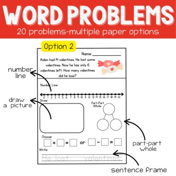 1st Valentine Story Problems | Word Problem of the Day | No Prep Math Printables, image 3