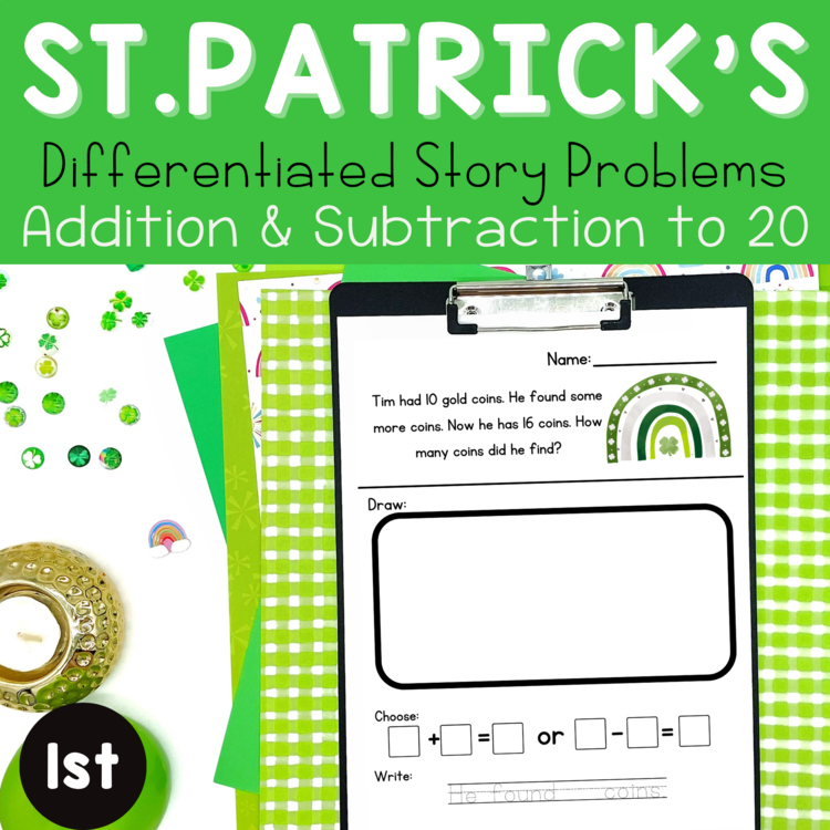 1st Grade Math | St.Patrick's Story Problems | No Prep Word Problem of the day