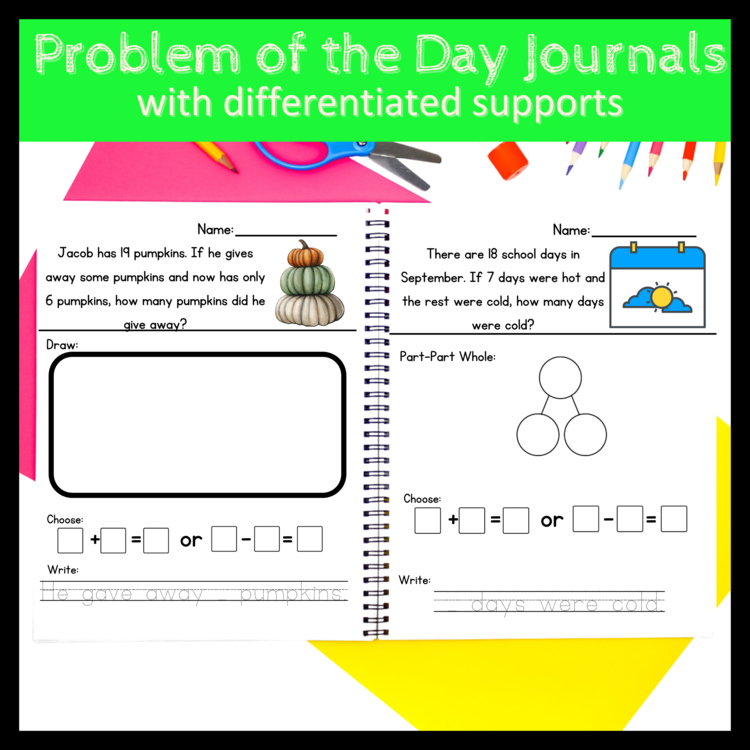 1st | September Problem of the Day FREEBIE  | Fall Story Problems