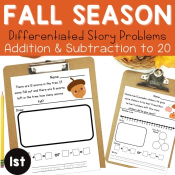 1st | Fall Story Problems | Word Problem of the Day | No Prep Math Printables, image 2