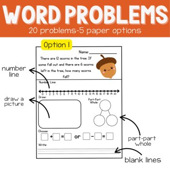1st | Fall Story Problems | Word Problem of the Day | No Prep Math Printables, image 3