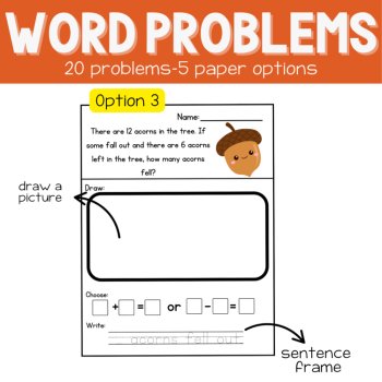 1st | Fall Story Problems | Word Problem of the Day | No Prep Math Printables, image 4
