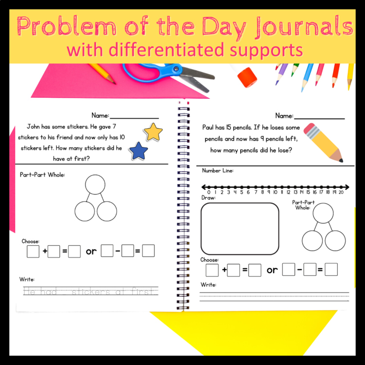 1st | Problem of the Day FREEBIE  | Back to School Story Problems