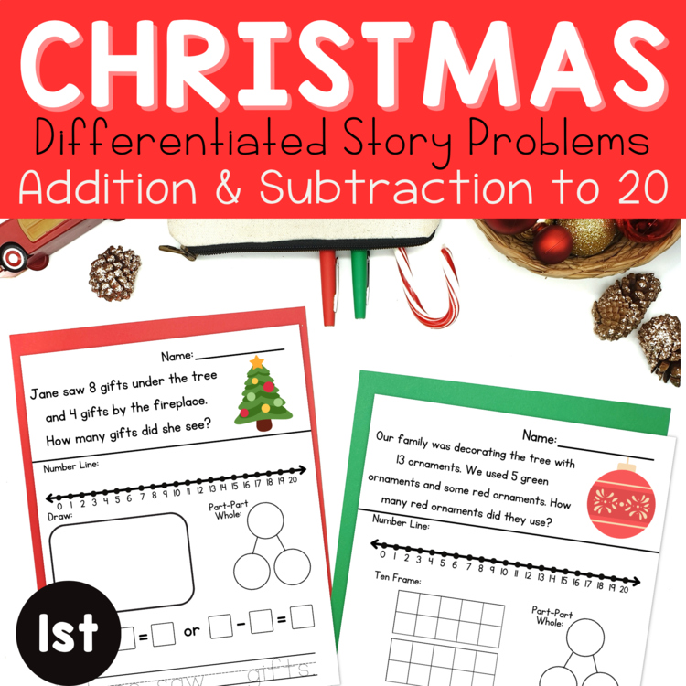 1st Grade | Christmas Story Problems | Word Problem of the Day | No Prep Math