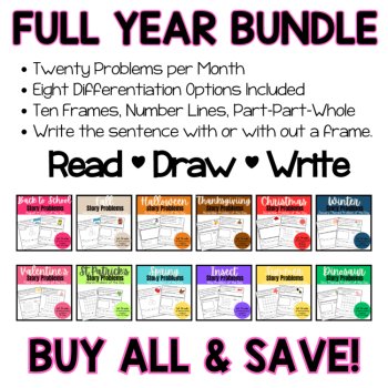 1st Grade Word Problem of the Day | Story Problems | No Prep Math Journals, image 2