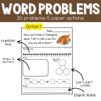1st Thanksgiving Story Problems | Word Problem of the Day  | No Prep Math, image 2