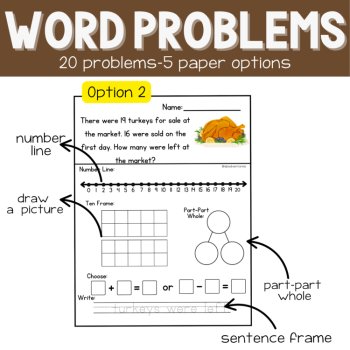 1st Thanksgiving Story Problems | Word Problem of the Day  | No Prep Math, image 3