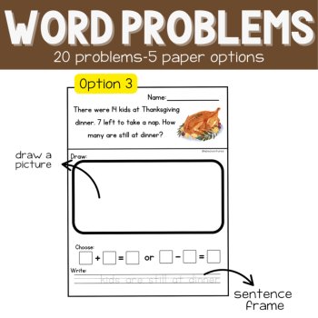 1st Thanksgiving Story Problems | Word Problem of the Day  | No Prep Math, image 4
