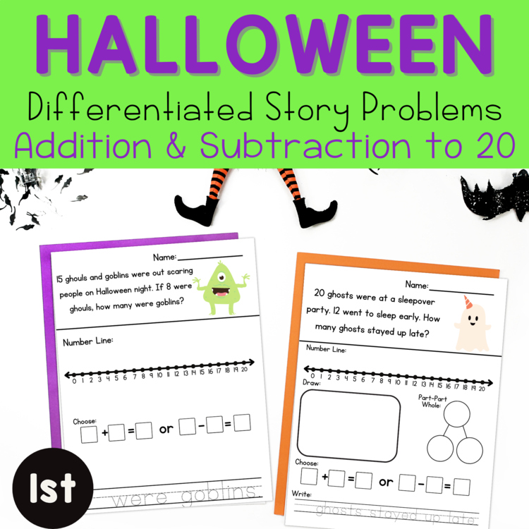 1st | Halloween Story Problems | Problem of the Day | Halloween Math Activities