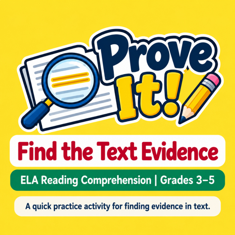 FREE Text Evidence Reading Comprehension Activity – Prove It! | Grades 3, 4, 5