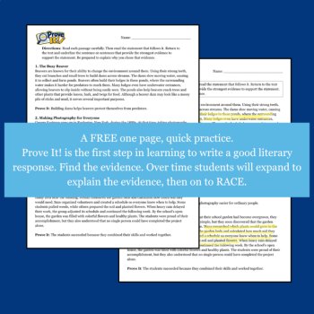 FREE Text Evidence Reading Comprehension Activity – Prove It! | Grades 3, 4, 5, image 2