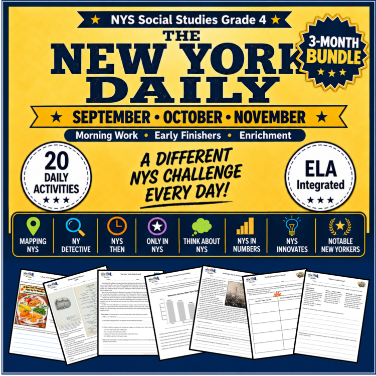 4th Grade Morning Work/Bell Ringer/Enrichment Bundle | September October November| The New York Daily |SS & ELA Integrated