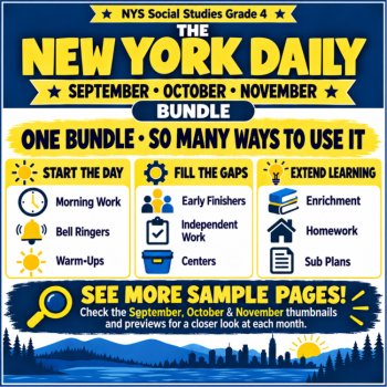4th Grade Morning Work/Bell Ringer/Enrichment Bundle | September October November| The New York Daily |SS & ELA Integrated, image 4