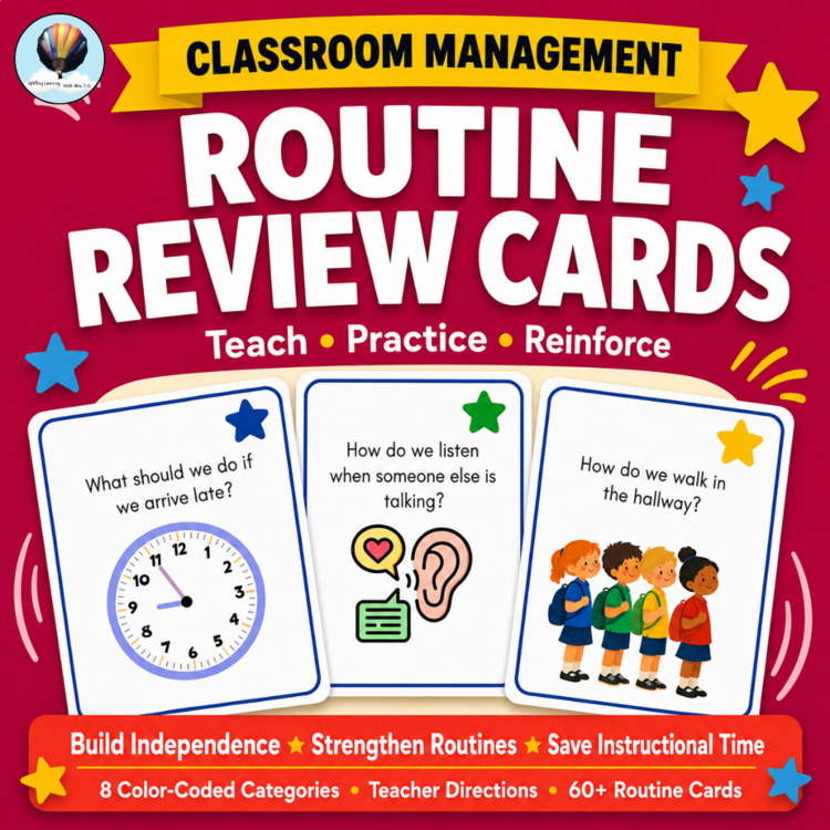 Classroom Routines & Procedures Review Cards | Behavior Expectations |Grades 2-6
