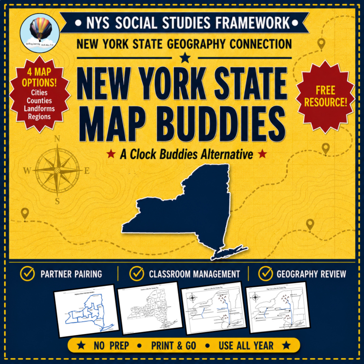 New York State Map Buddies | Clock Buddies Alternative | Partner Pairing